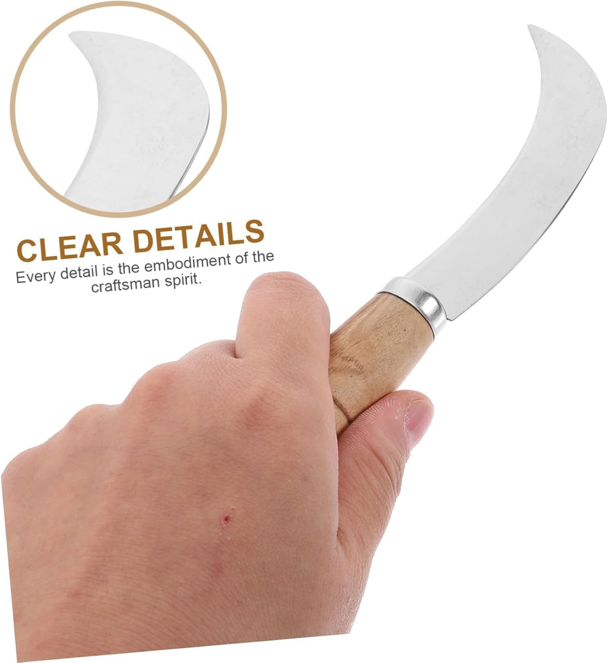 BESTOYARD Curved Pineapple Knife Stainless Steel Fruit Cutter for Peeling Coring and Carving Pineapple Jackfruit and Banana Small Sickle Knife for Kitchen Restaurant 7.08 in