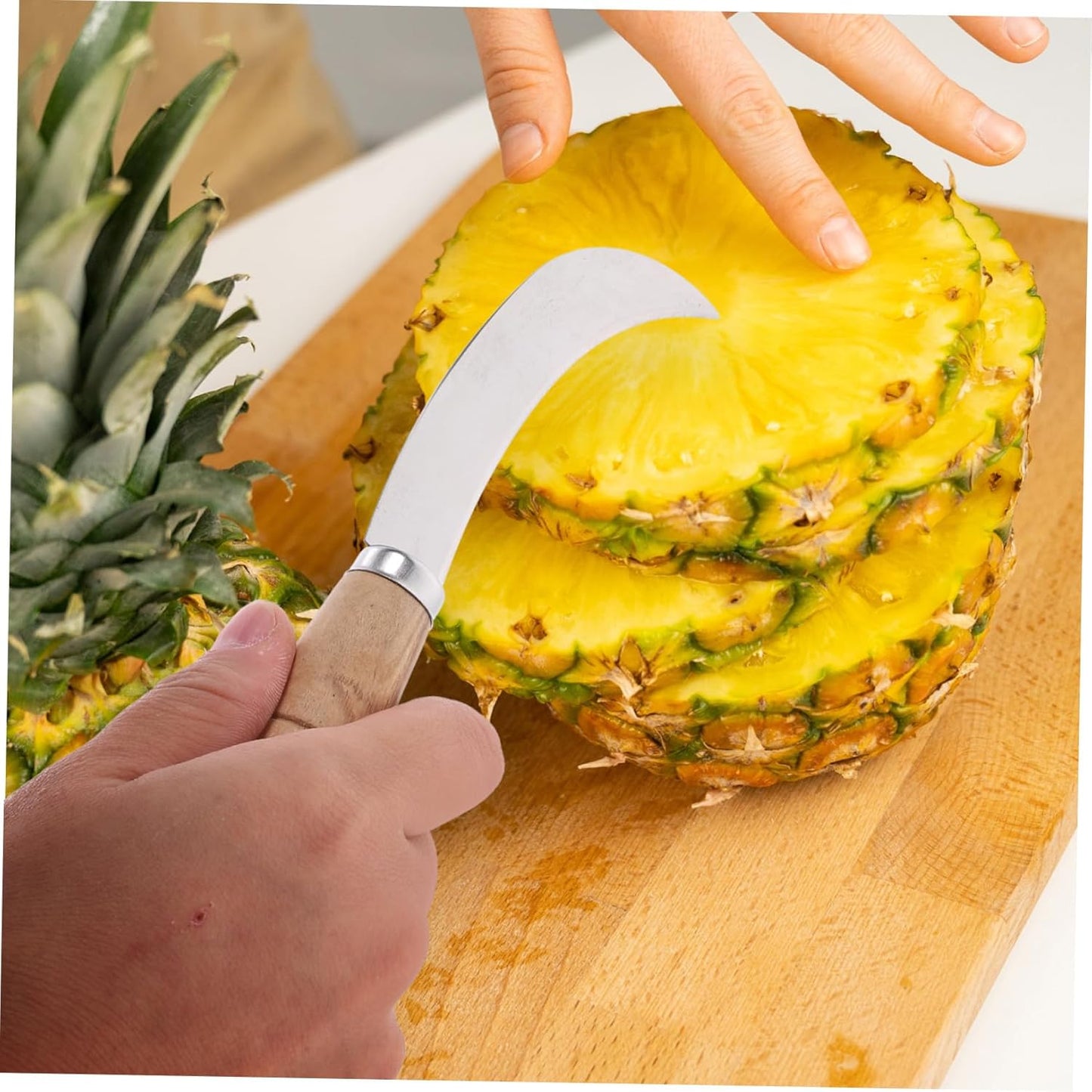 BESTOYARD Curved Pineapple Knife Stainless Steel Fruit Cutter for Peeling Coring and Carving Pineapple Jackfruit and Banana Small Sickle Knife for Kitchen Restaurant 7.08 in