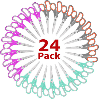 iBayam 8.5" Heavy Duty Scissors All Purpose for Office School Crafts Sewing | 3-Pack, Ultra-Sharp 2.5mm Stainless Blades, Comfort Grip Handles, Left & Right Handed – Teacher Desk & Classroom Must-Have