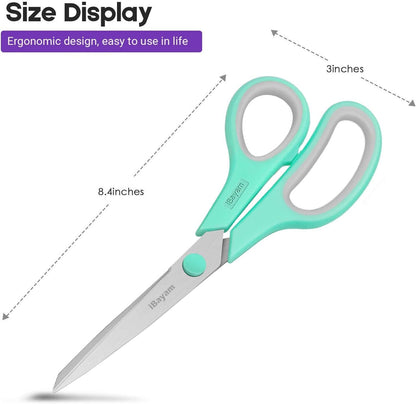 iBayam 8.5" Heavy Duty Scissors All Purpose for Office School Crafts Sewing | 3-Pack, Ultra-Sharp 2.5mm Stainless Blades, Comfort Grip Handles, Left & Right Handed – Teacher Desk & Classroom Must-Have