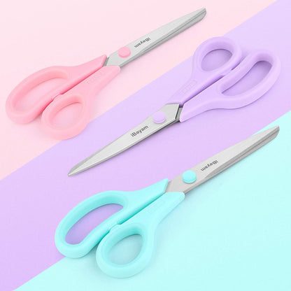 iBayam 8.5" Heavy Duty Scissors All Purpose for Office School Crafts Sewing | 3-Pack, Ultra-Sharp 2.5mm Stainless Blades, Comfort Grip Handles, Left & Right Handed – Teacher Desk & Classroom Must-Have