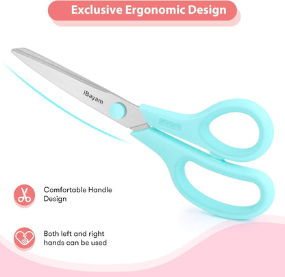 iBayam 8.5" Heavy Duty Scissors All Purpose for Office School Crafts Sewing | 3-Pack, Ultra-Sharp 2.5mm Stainless Blades, Comfort Grip Handles, Left & Right Handed – Teacher Desk & Classroom Must-Have