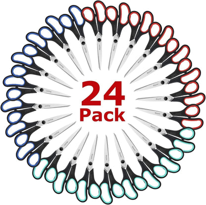 iBayam 8.5" Heavy Duty Scissors All Purpose for Office School Crafts Sewing | 3-Pack, Ultra-Sharp 2.5mm Stainless Blades, Comfort Grip Handles, Left & Right Handed – Teacher Desk & Classroom Must-Have