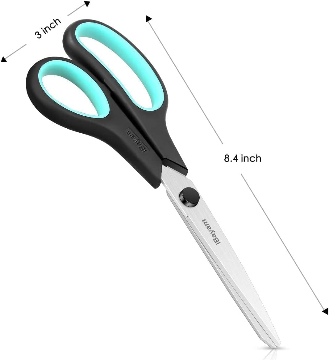 iBayam 8.5" Heavy Duty Scissors All Purpose for Office School Crafts Sewing | 3-Pack, Ultra-Sharp 2.5mm Stainless Blades, Comfort Grip Handles, Left & Right Handed – Teacher Desk & Classroom Must-Have