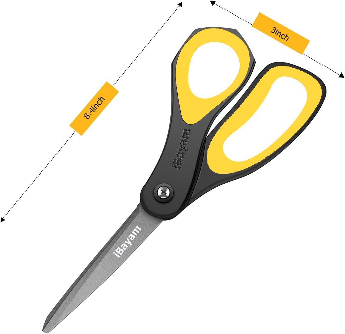 iBayam 8.5" Heavy Duty Scissors All Purpose for Office School Crafts Sewing | 3-Pack, Ultra-Sharp 2.5mm Stainless Blades, Comfort Grip Handles, Left & Right Handed – Teacher Desk & Classroom Must-Have