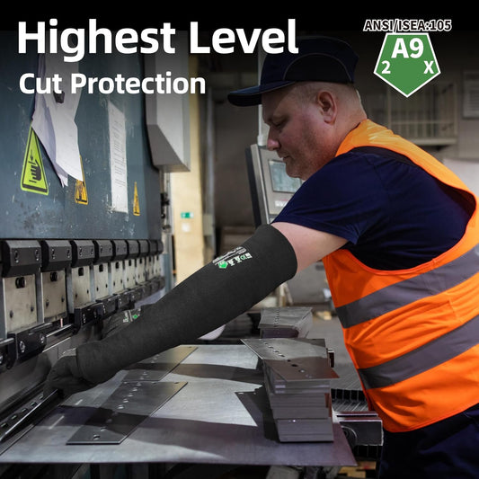 ANSI A9 Cut Resistant Arm Sleeves PM916, 18in 2-Ply Construction Flame Resistant Welding Sleeves