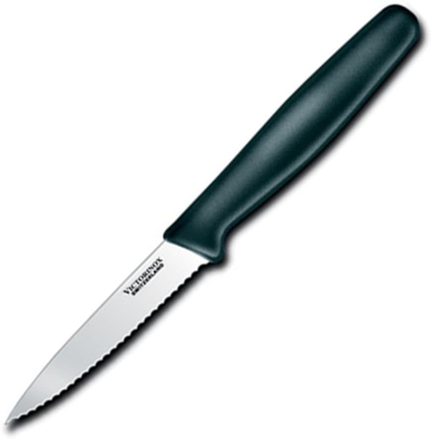 3.25 Inch Paring Knife with Straight Edge, Spear Point, Black