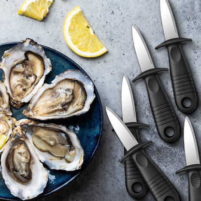 30 Pcs Oyster Shucking Knife Stainless Steel Shucker Oyster Opener with Non Slip Handle for Clam Crab Kitchen Shrimp Shellfish Seafood Tools, 5.79 Inch(Black)