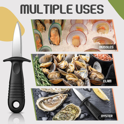 30 Pcs Oyster Shucking Knife Stainless Steel Shucker Oyster Opener with Non Slip Handle for Clam Crab Kitchen Shrimp Shellfish Seafood Tools, 5.79 Inch(Black)