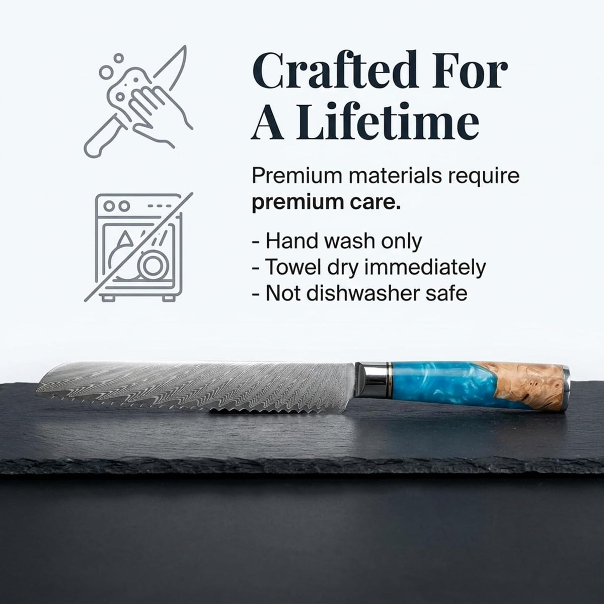 Tidal Blue - 7" Nakiri Knife - Damascus
