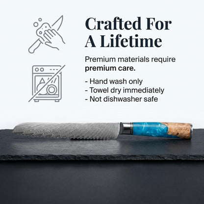 Tidal Blue - 7" Nakiri Knife - Damascus