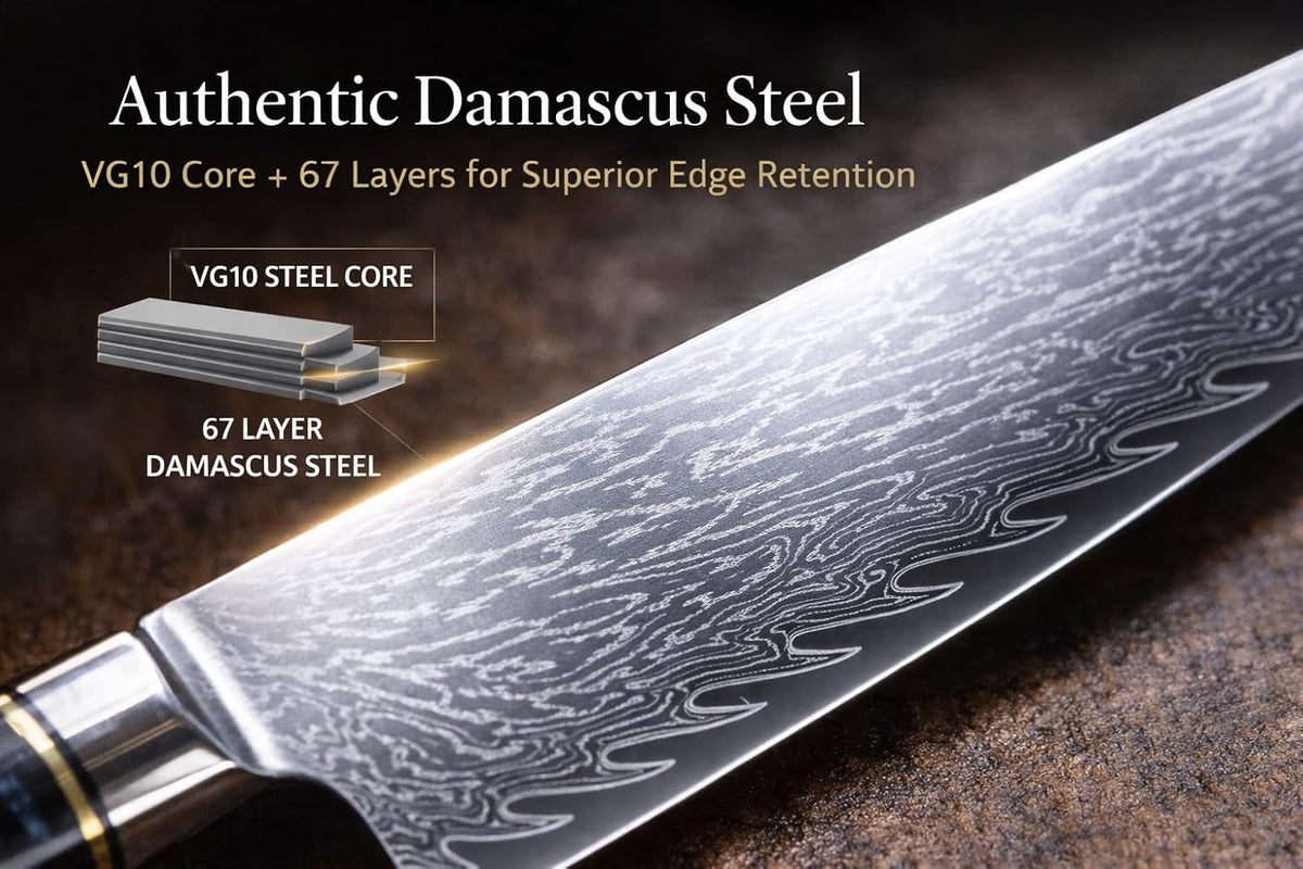 Tidal Blue - 7" Nakiri Knife - Damascus