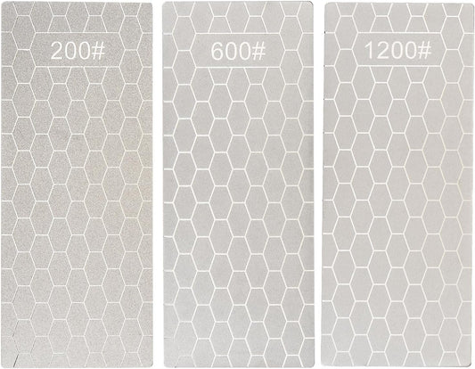 3pcs Sharpening Plate Set 200/600/1200 Grit Lapping Plate Sharpener Kit with a Non-Slip Base