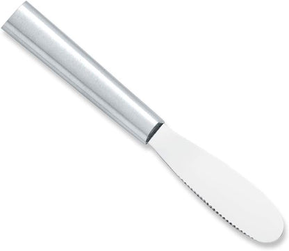 Party Spreader Knife (R135), Silver Handle | 3.38" Stainless Steel Shallow Serrated Edge Blade, Silver Cast Aluminum Handle
