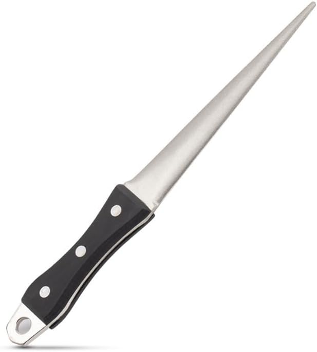 10.6 in Diamond Coated Carbon Steel Knife Sharpening Honing Rod | For kitchen and hunting knives. Diamond coated carbon steel rod for consistent, reliable sharpening and honing every time.