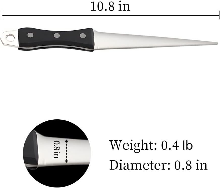 10.6 in Diamond Coated Carbon Steel Knife Sharpening Honing Rod | For kitchen and hunting knives. Diamond coated carbon steel rod for consistent, reliable sharpening and honing every time.