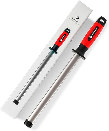 10.6 in Diamond Coated Carbon Steel Knife Sharpening Honing Rod | For kitchen and hunting knives. Diamond coated carbon steel rod for consistent, reliable sharpening and honing every time.