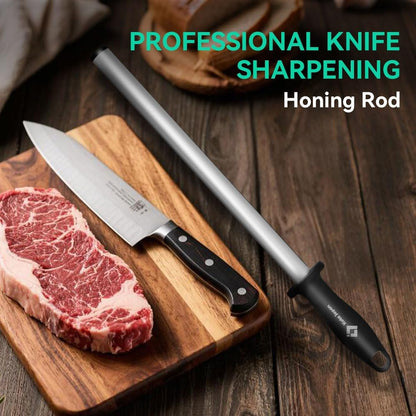 10.6 in Diamond Coated Carbon Steel Knife Sharpening Honing Rod | For kitchen and hunting knives. Diamond coated carbon steel rod for consistent, reliable sharpening and honing every time.