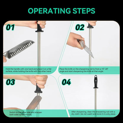 10.6 in Diamond Coated Carbon Steel Knife Sharpening Honing Rod | For kitchen and hunting knives. Diamond coated carbon steel rod for consistent, reliable sharpening and honing every time.