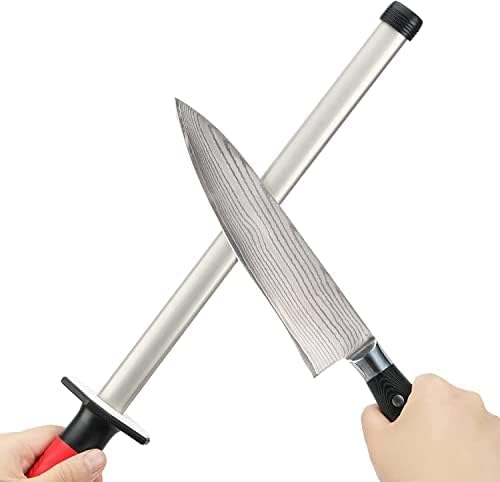 10.6 in Diamond Coated Carbon Steel Knife Sharpening Honing Rod | For kitchen and hunting knives. Diamond coated carbon steel rod for consistent, reliable sharpening and honing every time.
