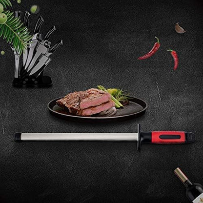10.6 in Diamond Coated Carbon Steel Knife Sharpening Honing Rod | For kitchen and hunting knives. Diamond coated carbon steel rod for consistent, reliable sharpening and honing every time.