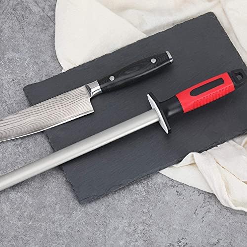 10.6 in Diamond Coated Carbon Steel Knife Sharpening Honing Rod | For kitchen and hunting knives. Diamond coated carbon steel rod for consistent, reliable sharpening and honing every time.
