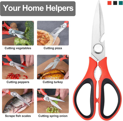 3-Pack Kitchen Scissor All Purpose Kitchen Shears Heavy Duty Scissors Stainless Steel Dishwasher Safe Cooking Scissors, Kitchens Utensils removable for Cutting Meat, Chicken,Fish, Vegetable