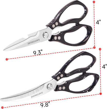 Heavy duty kitchen scissors 2-pack,High Stainless Steel sharp blade,Dishwasher safe meat scissors Cooking shear for Chicken Fish Meat Color RED SILVER