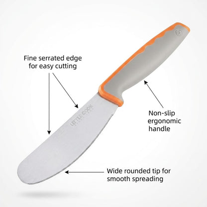 Butter Knife Spreader, Little Cook 4.7 Inch Sandwich Butter Spreader Knife, Stainless Steel Spreaders for Food with Serrated Edge , Great for Butter, Cheese, Peanut, Sandwhich, Jam, Dishwasher Safe