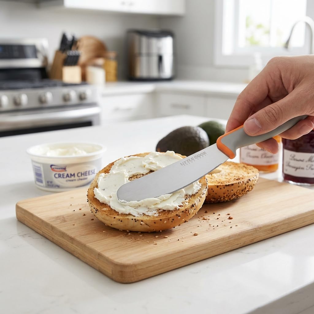 Butter Knife Spreader, Little Cook 4.7 Inch Sandwich Butter Spreader Knife, Stainless Steel Spreaders for Food with Serrated Edge , Great for Butter, Cheese, Peanut, Sandwhich, Jam, Dishwasher Safe