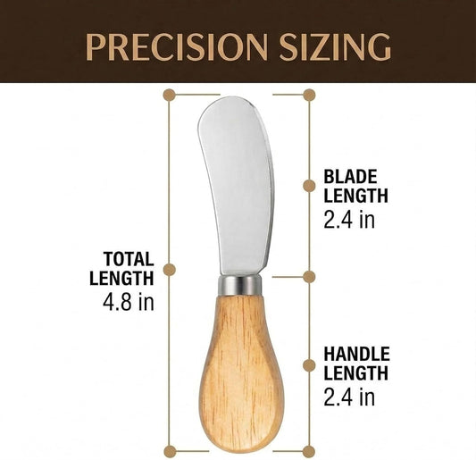 Small Cream Cheese Spreader Knives Set,Wooden 5in,Stainless Steel Butter Knife Spreader for Cocktail,Condimets,Dips,Appetizers,Jam,Pastry,Sandwich,Toast,Bagel,Charcuterie Board Serving Party Supplies