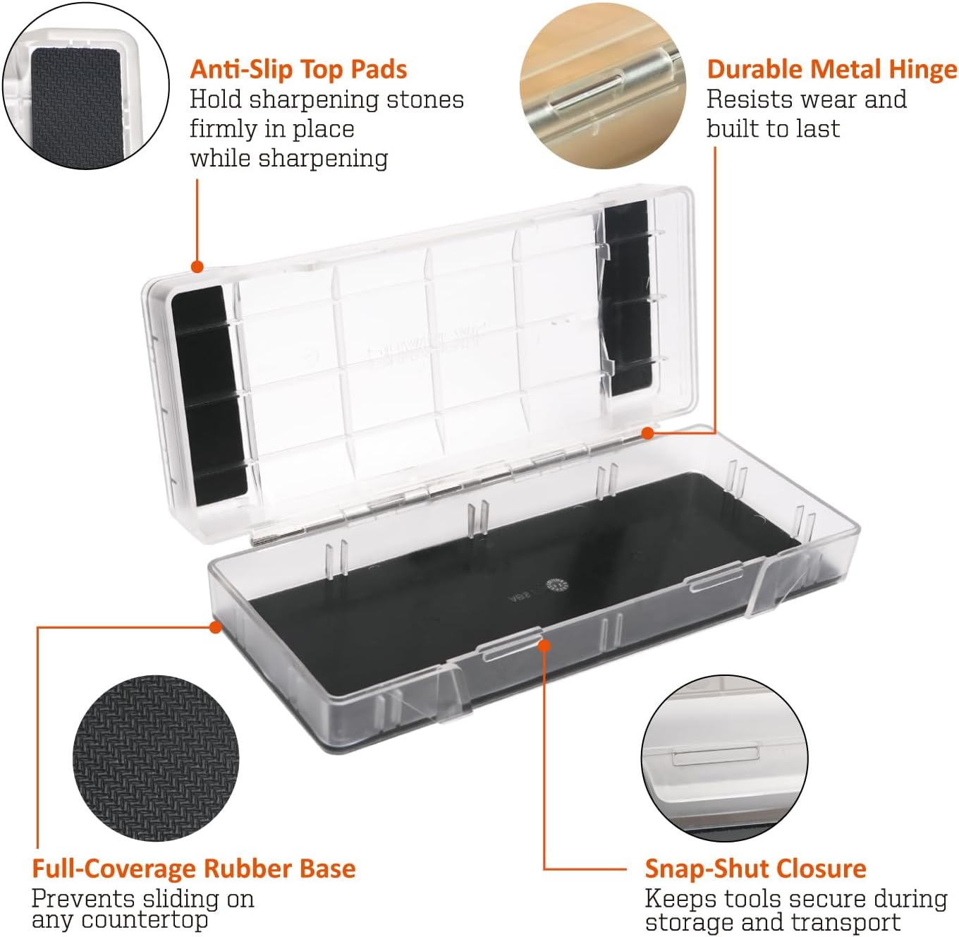 160H 2PCS 2-in-1 Whetstone and Knife Sharpening Stone Holder & Storage Case with Non-Slip Rubber Base (Fits up to 7.95 x 2.95 x 1.1 inch / 202 x 75 x 28 mm)
