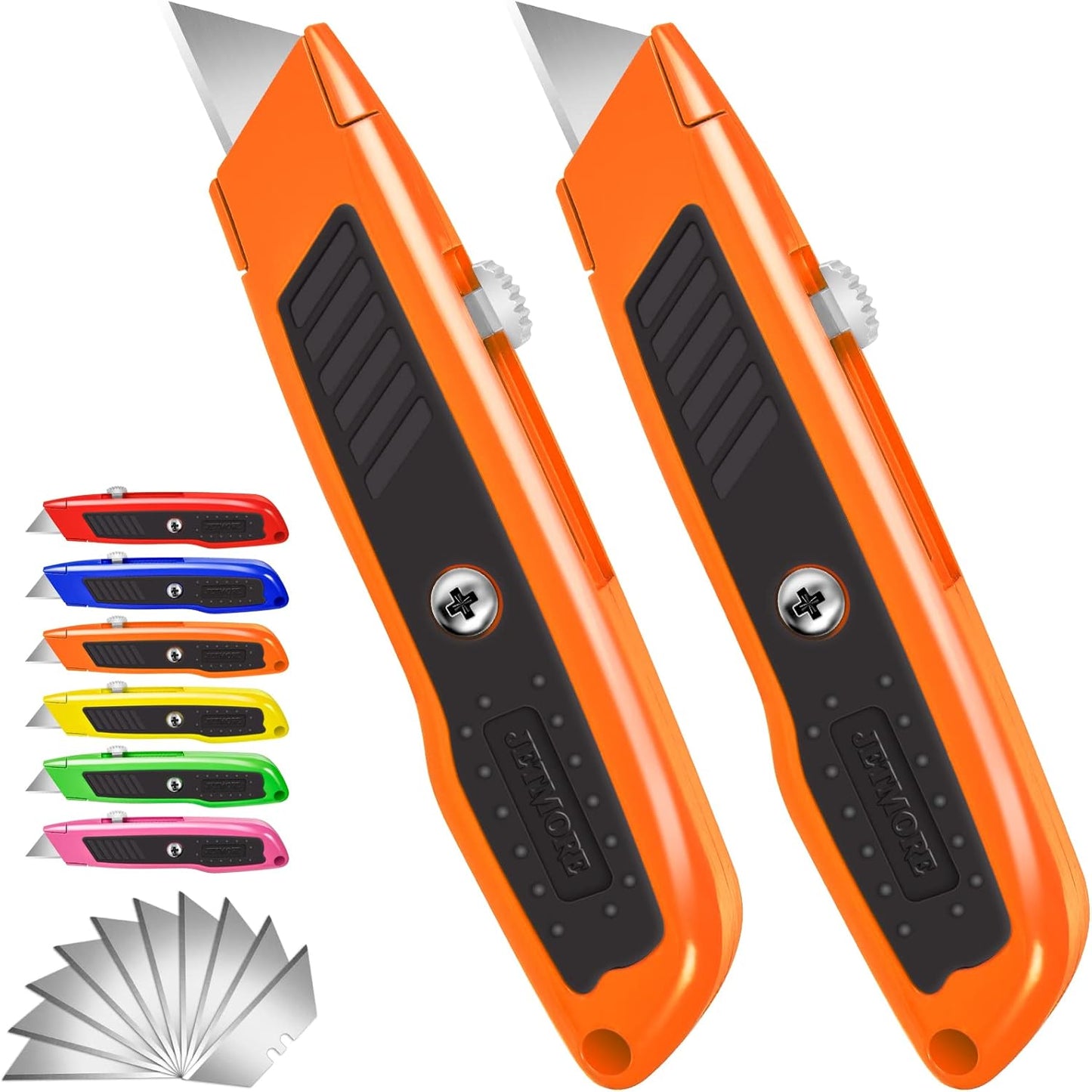 Box Cutter, 2 Pack Utility Knife, Box Cutter Retractable, Pink | Pink box cutter for Cardboard, Packages, Office, Garage, Crafts, 10 SK5 extra box cutter blades support quick replacement