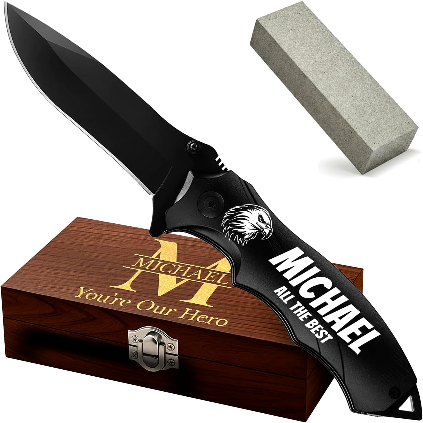Pocket Knife for Men - Sharp Folding Blade, Glass Breaker, Pocket Clip - Camping Gear for EDC, Survival, Hunting - Kitchen & Dining Utensils & Gadget - Cake Knives - Gifts for Husband, Dad, 6495 B