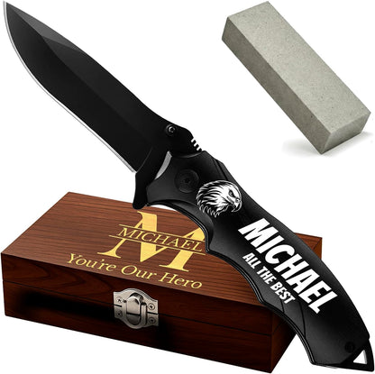 Pocket Knife for Men - Sharp Folding Blade, Glass Breaker, Pocket Clip - Camping Gear for EDC, Survival, Hunting - Kitchen & Dining Utensils & Gadget - Cake Knives - Gifts for Husband, Dad, 6495 B