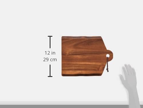 Rachael Ray Pantryware Wood Cutting Board With Handle/ Wood Serving Board With Handle - 14 Inch x 11 Inch, Brown