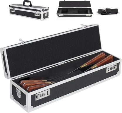 Chef’s Knife Case Aluminum Hard Case with Dual Combination Locks Cultery Carrier Portable Knife Organizer Block Holders Protectors With 8 Slots Can Hold Home Kitchen Knife Tools Up To 17.5”