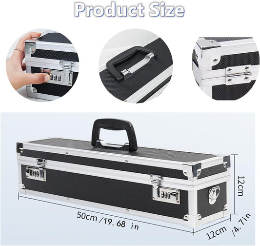 Chef’s Knife Case Aluminum Hard Case with Dual Combination Locks Cultery Carrier Portable Knife Organizer Block Holders Protectors With 8 Slots Can Hold Home Kitchen Knife Tools Up To 17.5”