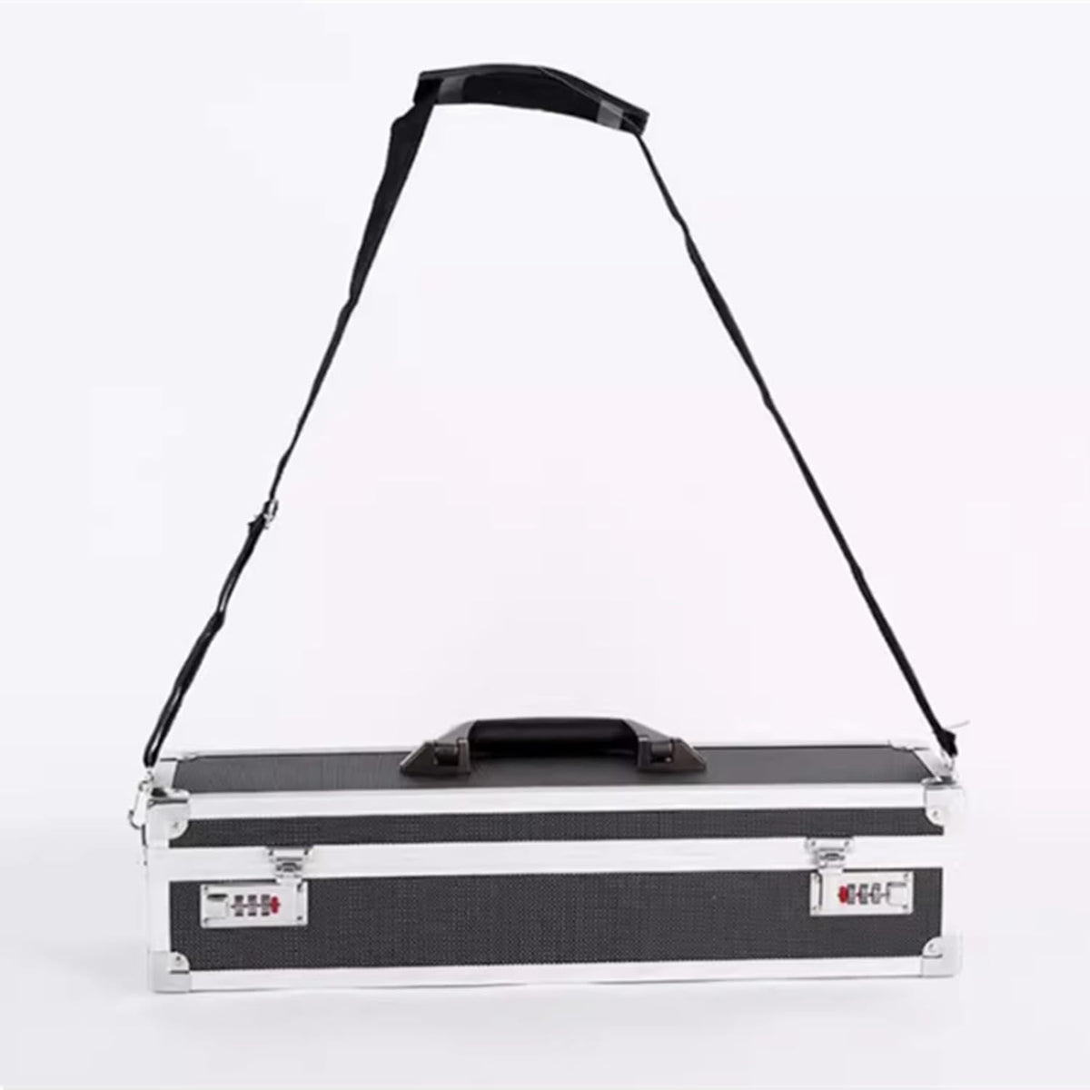 Chef’s Knife Case Aluminum Hard Case with Dual Combination Locks Cultery Carrier Portable Knife Organizer Block Holders Protectors With 8 Slots Can Hold Home Kitchen Knife Tools Up To 17.5”