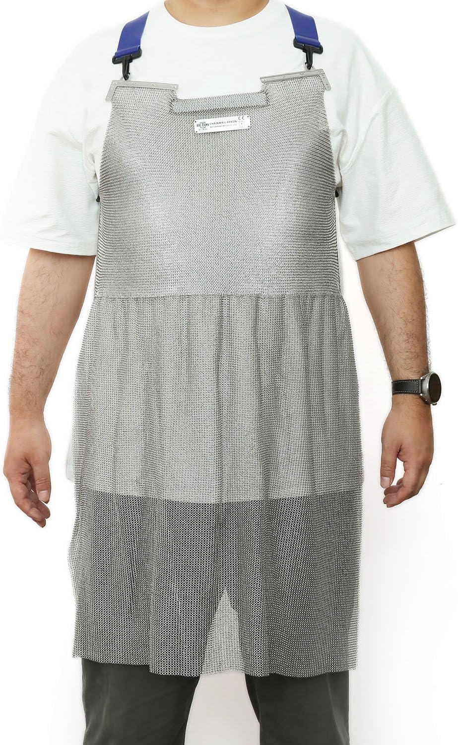 Chainmail Apron for Butcher,Heavy Duty Butcher Apron,Food Grade Cut Resistant Protective Work Aprons,Anti-cutting Meat Cut Proof,316L Stainless Steel Metal Mesh with Adjustable Strap(S)