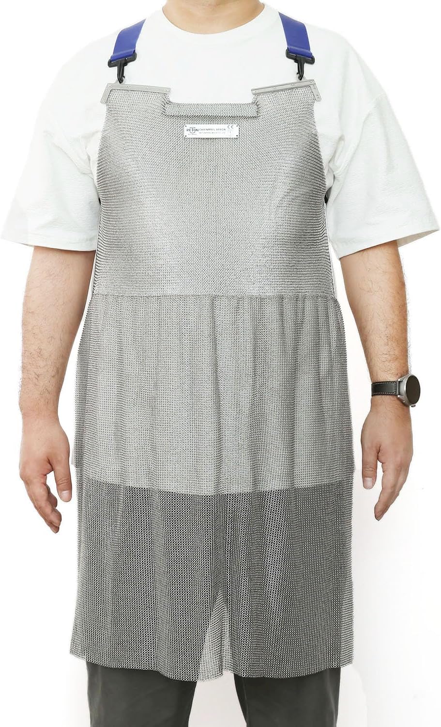 Chainmail Apron for Butcher,Heavy Duty Butcher Apron,Food Grade Cut Resistant Protective Work Aprons,Anti-cutting Meat Cut Proof,316L Stainless Steel Metal Mesh with Adjustable Strap(S)