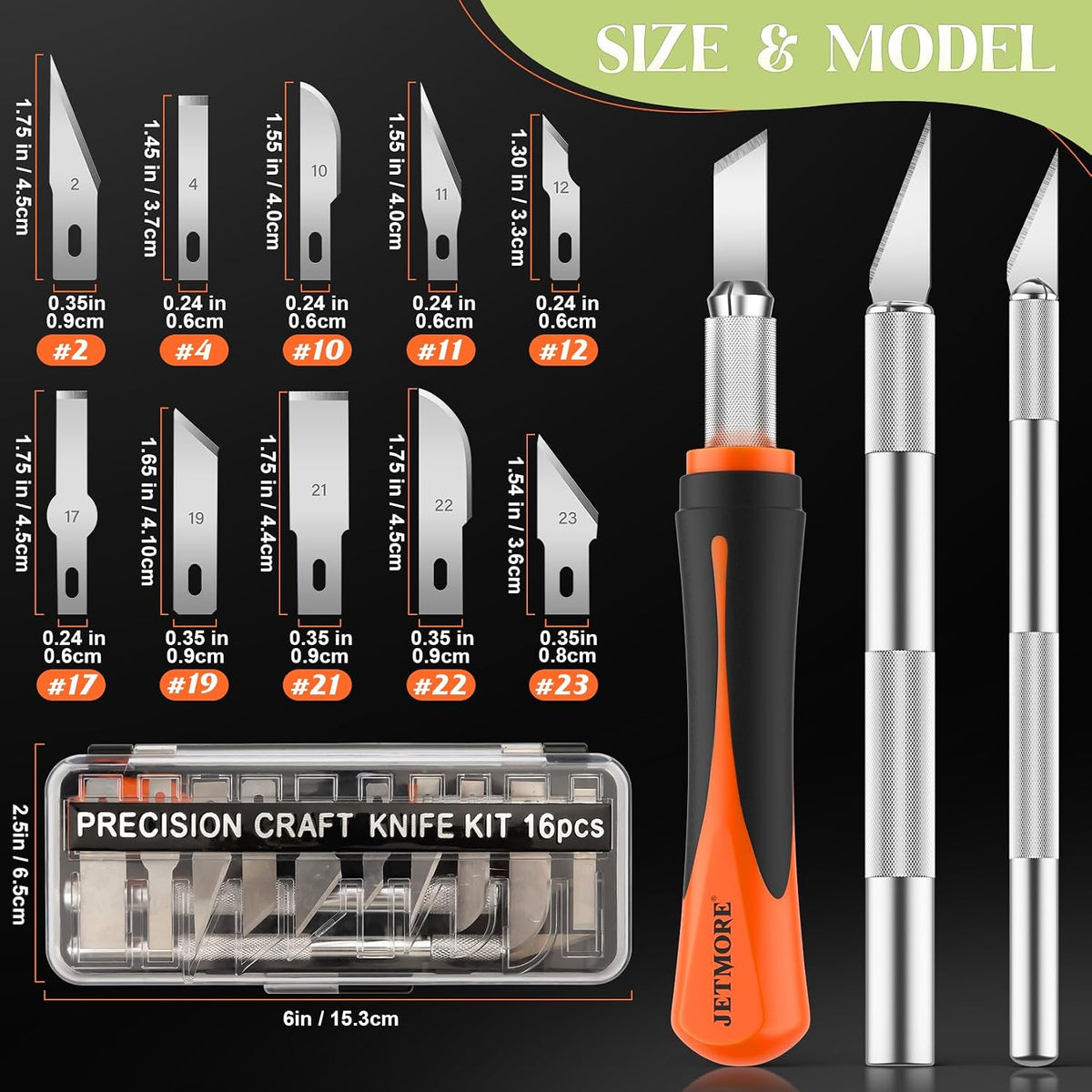 16 Pcs Exacto Knife, Craft Knives with 13 SK5 Steel Blades for Art