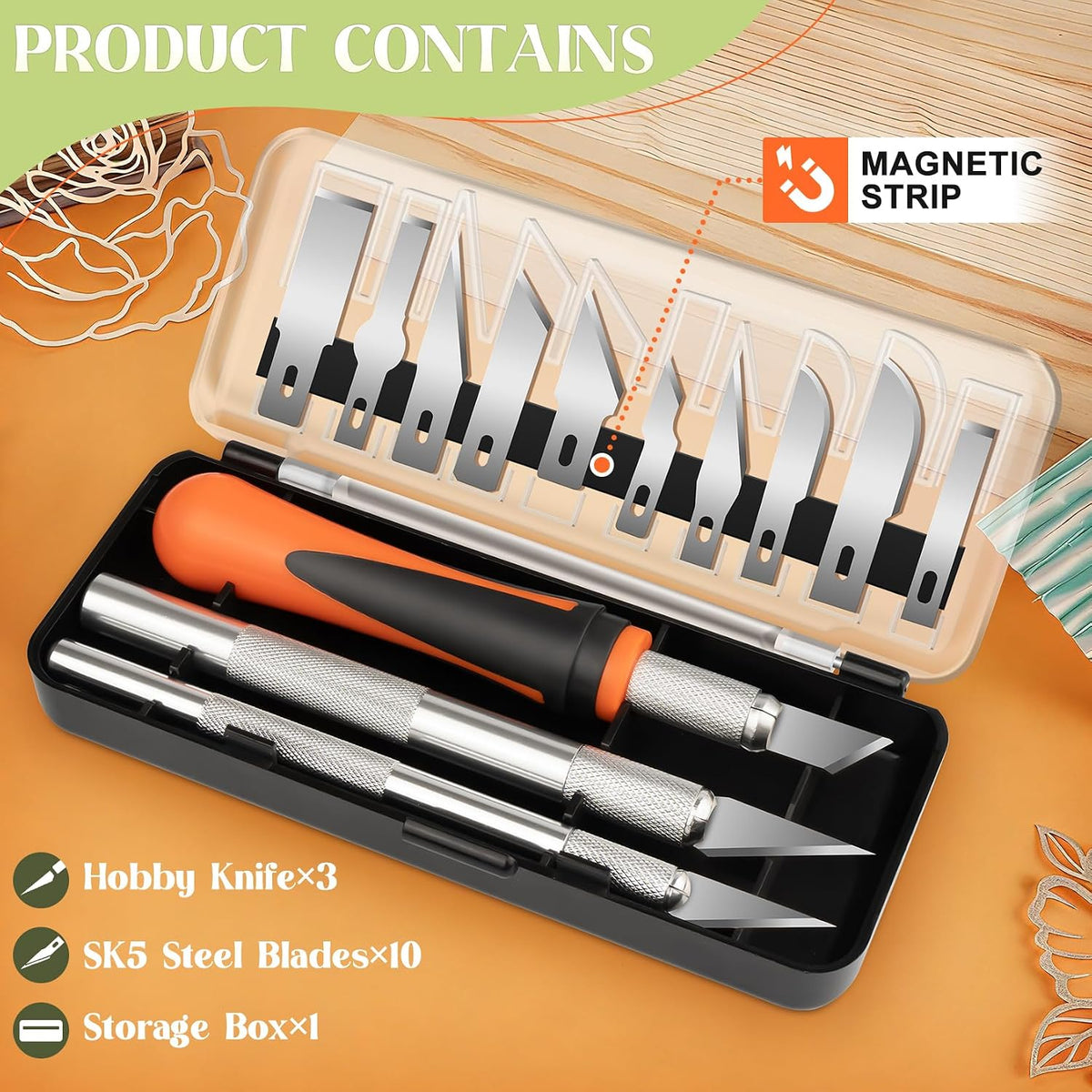 16 Pcs Exacto Knife, Craft Knives with 13 SK5 Steel Blades for Art