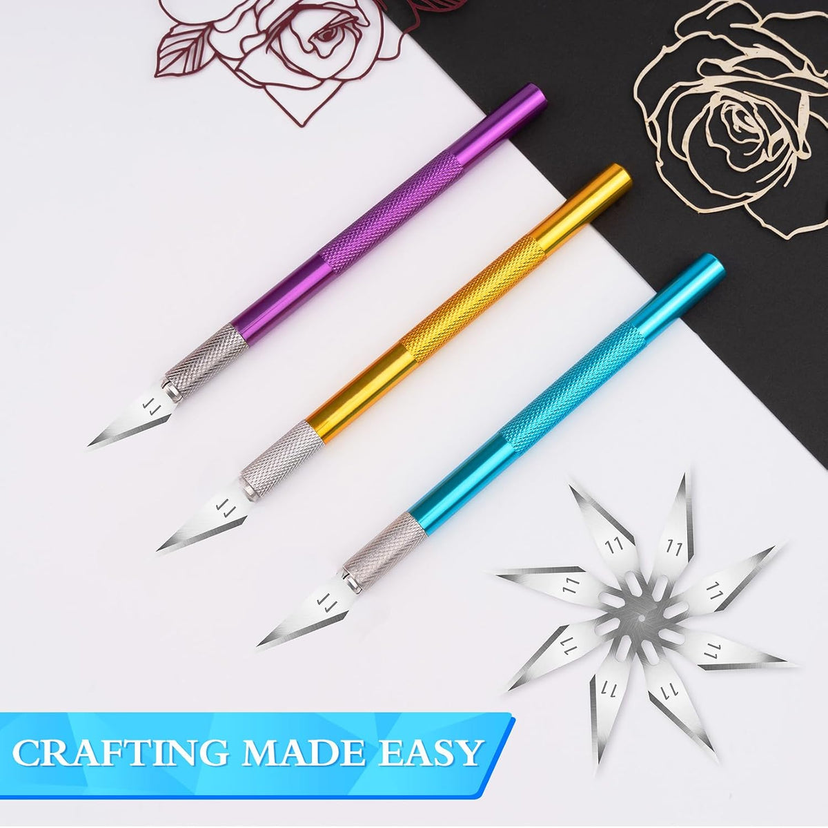 16 Pcs Exacto Knife, Craft Knives with 13 SK5 Steel Blades for Art