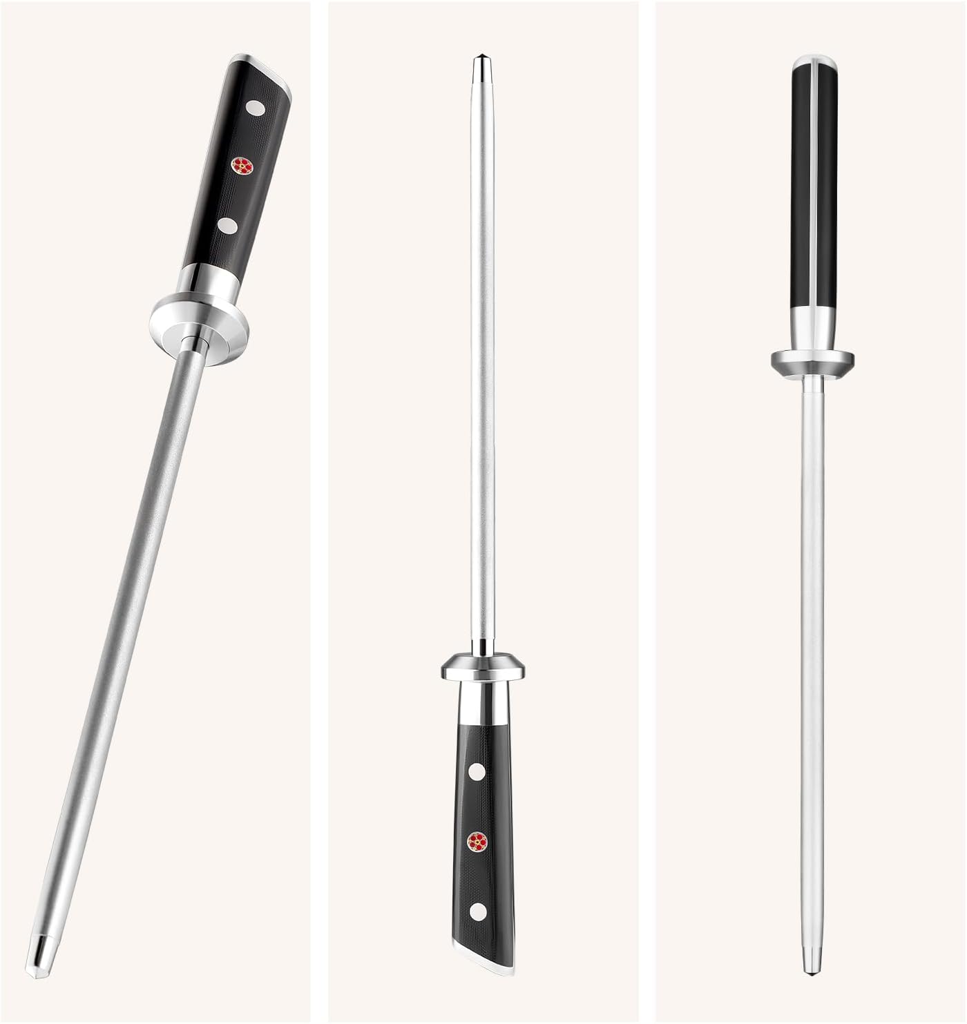 Seido Shujin 10 Inch Diamond-Coated Knife Sharpening Rod, G10 Handle | Diamond-coated sharpening rod with ergonomic G10 handle for quick edge maintenance, honing, and kitchen knife care.