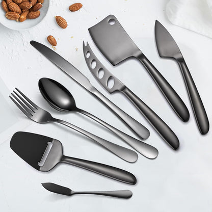 Copper Cheese Knives Set 7 Pieces Stainless Steel Kitchenware Utensils Gadgets 7 Pieces Cheese Knife,Cheese Spreader,Cheese Forks,Cheese Slicer,Cheese Cutter,Butter Knife
