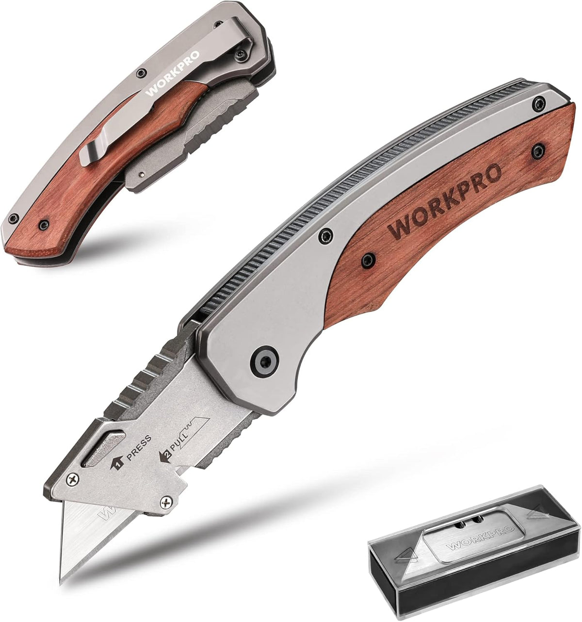 Folding Utility Knife, Wood Handle Razor Knife