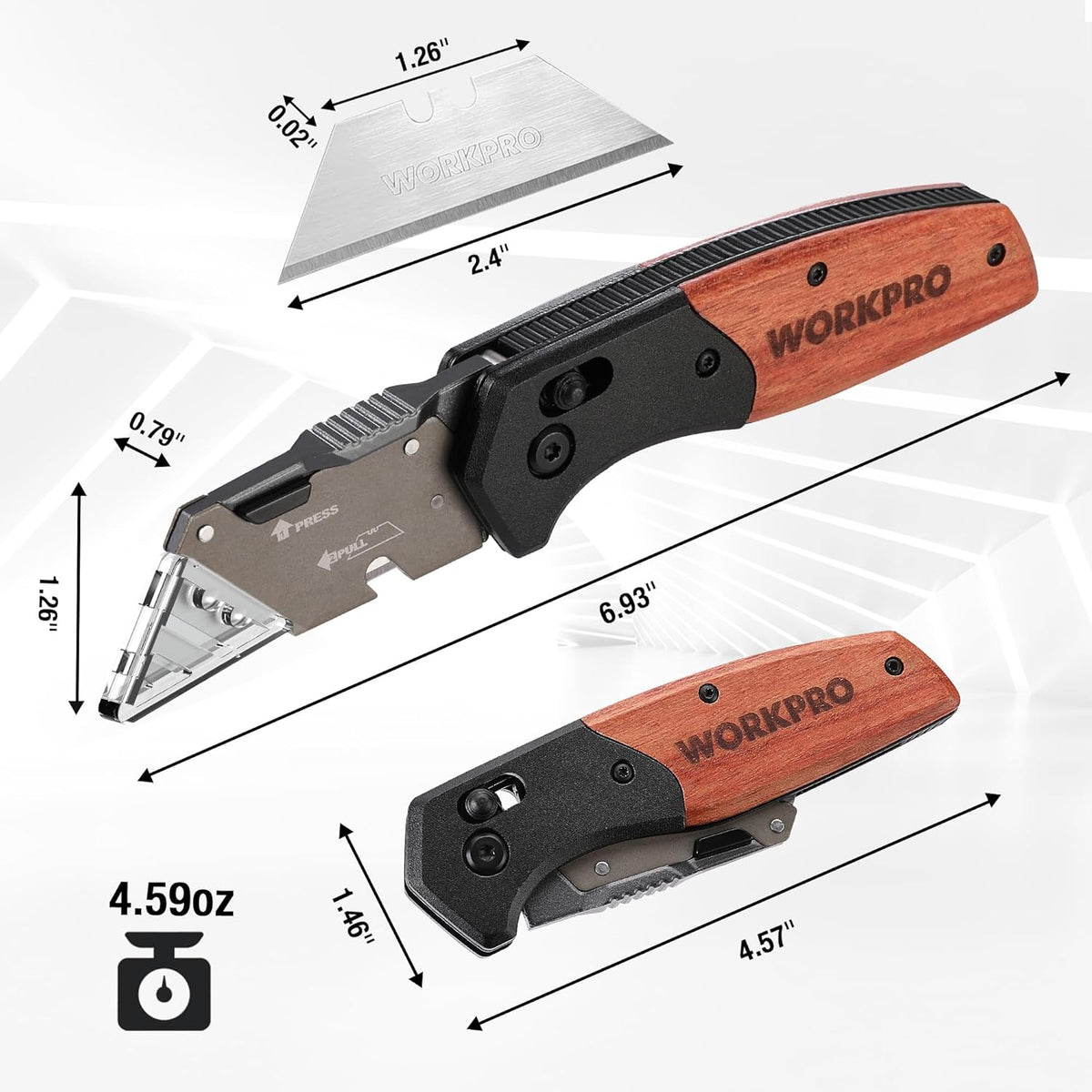 Folding Utility Knife, Wood Handle Razor Knife