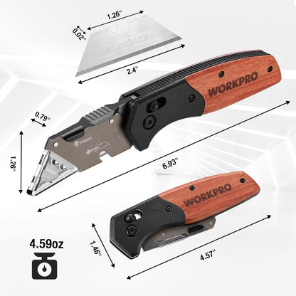 Folding Utility Knife, Wood Handle Razor Knife
