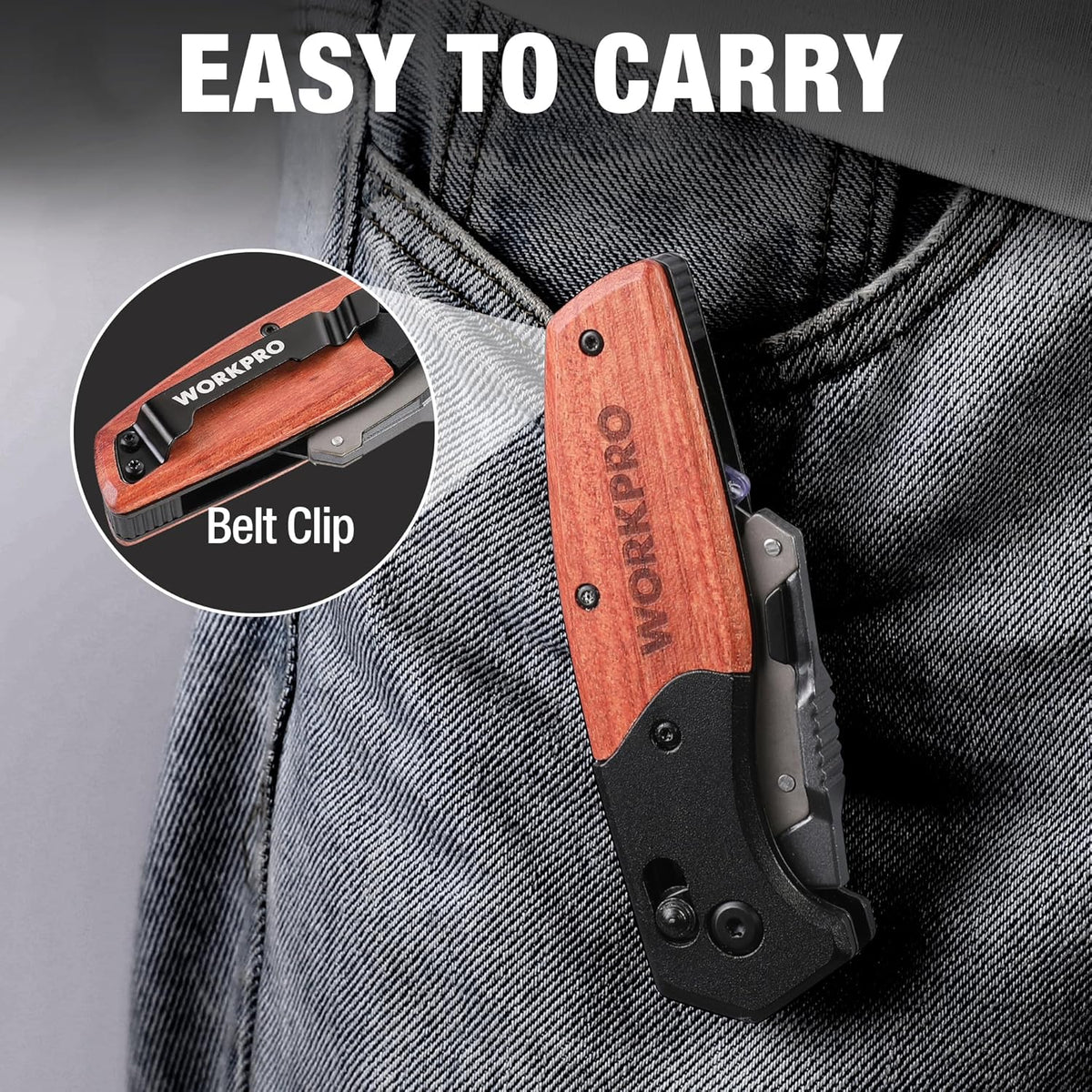Folding Utility Knife, Wood Handle Razor Knife